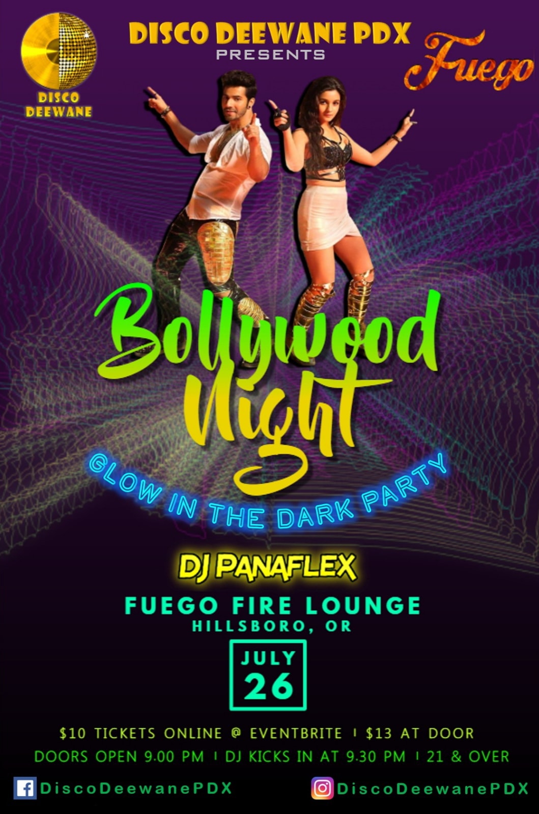Bollywood Night : Glow In The Dark Party by Disco Deewane PDX